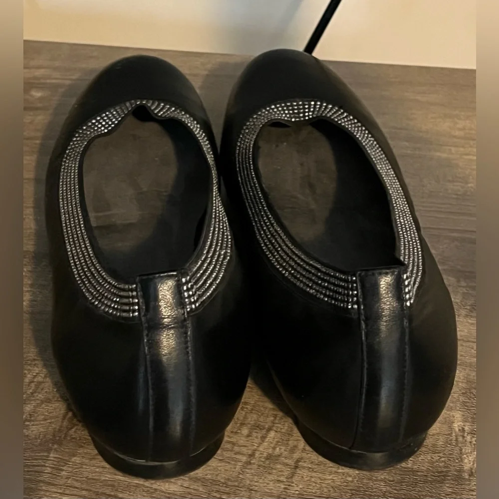 Stuart Weitzman Black Leather Embellished Ballet Flats SZ 8 - Picture 8 of 13